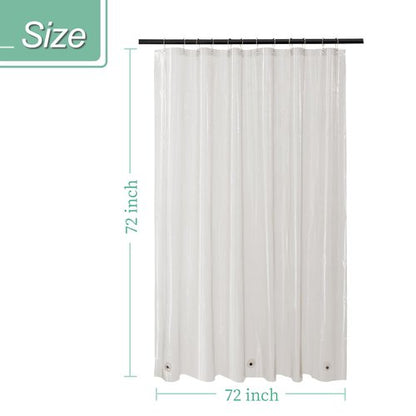 Mrs Awesome Clear Black Shower Curtain Liner with 3 Magnets, 72x72 Premium Flexible Sturdy Plastic Shower Curtain for Bathroom Lightweight & Waterproof, Clear Black