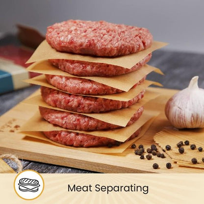 Baker’s Signature Hamburger Patty Paper Squares - 300 Pcs Silicone Coated Unbleached Parchment Sheets | Ideal for Baking, Wrapping & Freezing