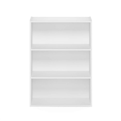 Furinno PASIR Book Shelf, 3-Tier Bookshelf, Storage Shelves Bookcase, 9.7 x 23.7 x 31.5, for Living Room, Bedroom, Home Office, Plain White