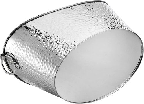 Frcctre 3 Gallon/12L Stainless Steel Beverage Tub, Large Galvanized Ice Bucket with Handles, Hammered Metal Drink Bucket Drink Chiller Champagne Buckets for Parties Weddings
