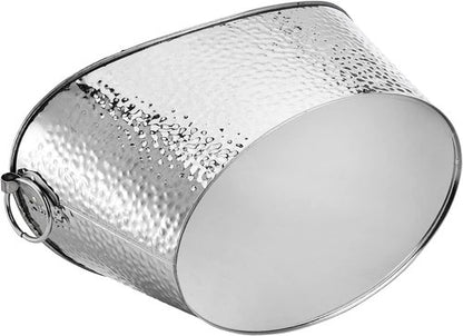 Frcctre 3 Gallon/12L Stainless Steel Beverage Tub, Large Galvanized Ice Bucket with Handles, Hammered Metal Drink Bucket Drink Chiller Champagne Buckets for Parties Weddings