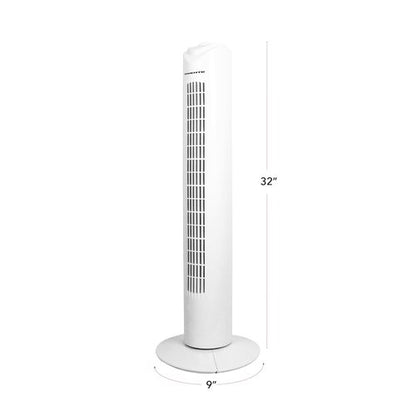 OVENTE 32" Tower Fan for Bedroom, Portable Stand Fan with 90° Oscillation, Adjustable Speed, Compact and Slim Manual Bladeless Indoor Fan Ideal for Cooling Home with Kids or Office, White TFO3SW