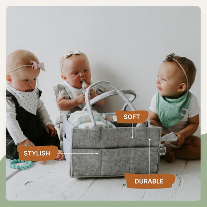 Parker Baby Diaper Caddy - Versatile Nursery Storage Bin & Car Organizer for Diapers - Gray