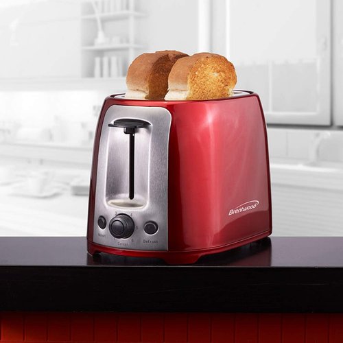Brentwood TS-292R Cool Touch 2-Slice Toaster - Extra Wide Slots | Stylish Red Finish