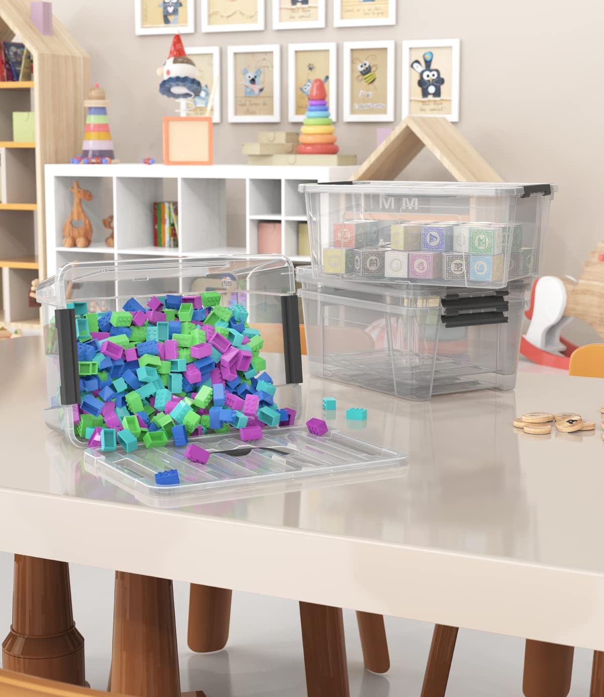 WYT Clear Storage Bins - 6-Pack Organizer Boxes with Handles and Lids | 5-Litre Capacity