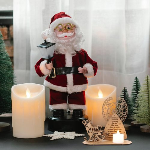 FOMIYES Christmas Candle Holder - Merry Christmas in Heaven Tealight with Wooden Angel Chair | Holiday Table Decor