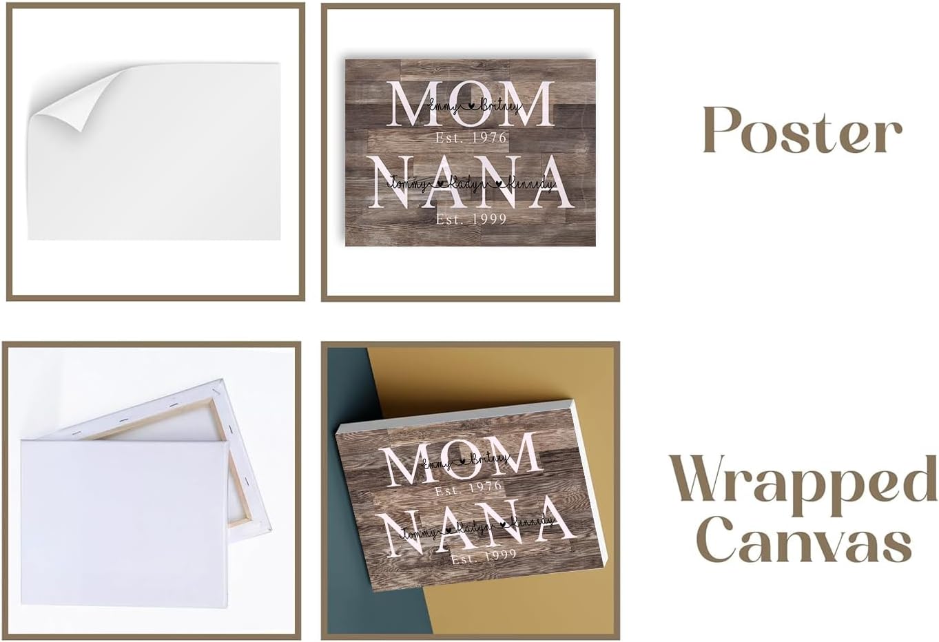 SHAANT Personalized Mother's Day Canvas | Custom Photo Wall Art for Mom & Grandma - Unique Gift with Kid's Name & Year