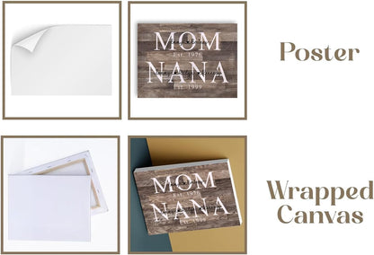 SHAANT Personalized Mother's Day Canvas | Custom Photo Wall Art for Mom & Grandma - Unique Gift with Kid's Name & Year