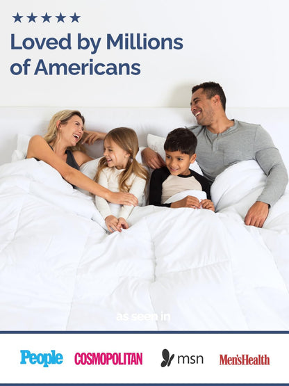 Skiennix Queen Size White Alternative Down Comforter - Warm, Lightweight & Breathable All-Season Bedding Set
