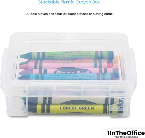 1InTheOffice Crayon Box - Stackable Clear Storage Solution | Set of 4