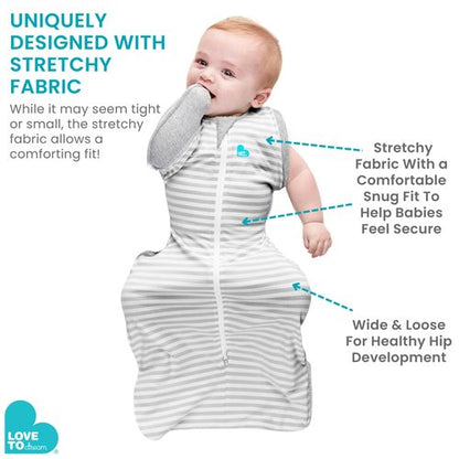 Love to Dream Swaddle UP Transition Bag, Patented Zip-Off Wings, Gently Help Baby Safely Transition from Being Swaddled to arms Free Before Rolling Over, Gray, Large, 19-24 lbs