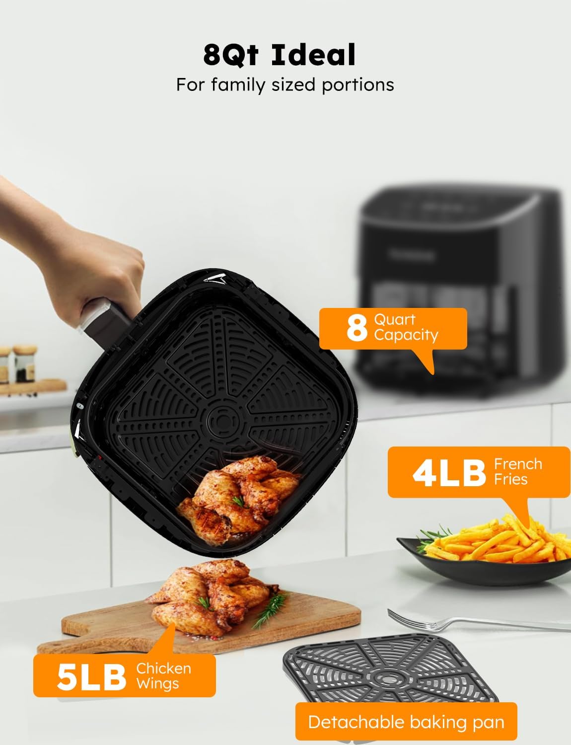 Nuwave Brio Plus 8 Qt Air Fryer - PFAS Free, Digital Touch Screen, 100 Presets & 5 Cook Functions