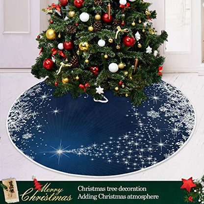 ATTX 47.2in Christmas Tree Skirt - Large Round Snowflake Holiday Accent (Multicolor)