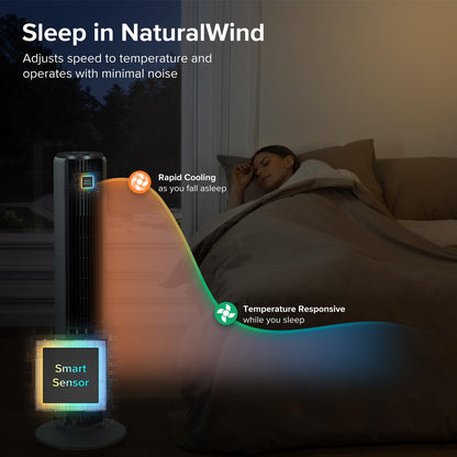 LEVOIT Tower Fan for Bedroom, Standing Fan that Blows Cold Air for Home, 28dB Quiet for Sleep, Remote, 90° Oscillation, 12H Timer, 25ft/s Velocity, 5 Speeds, 4 Modes, Bladeless 36 inch, White