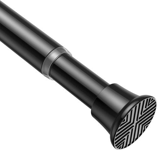 AIZESI Tension Rod - Adjustable 24 to 46 Inch Black Curtain Rod | No Drilling for Windows & Doorways
