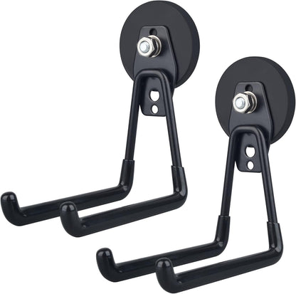 ULIBERMAGNET Heavy Duty Magnetic Hooks - Extra Large Tool Organizers for Workshop | 2 Pack (Black)