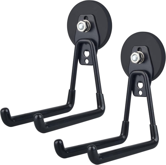 ULIBERMAGNET Heavy Duty Magnetic Hooks - Extra Large Tool Organizers for Workshop | 2 Pack (Black)