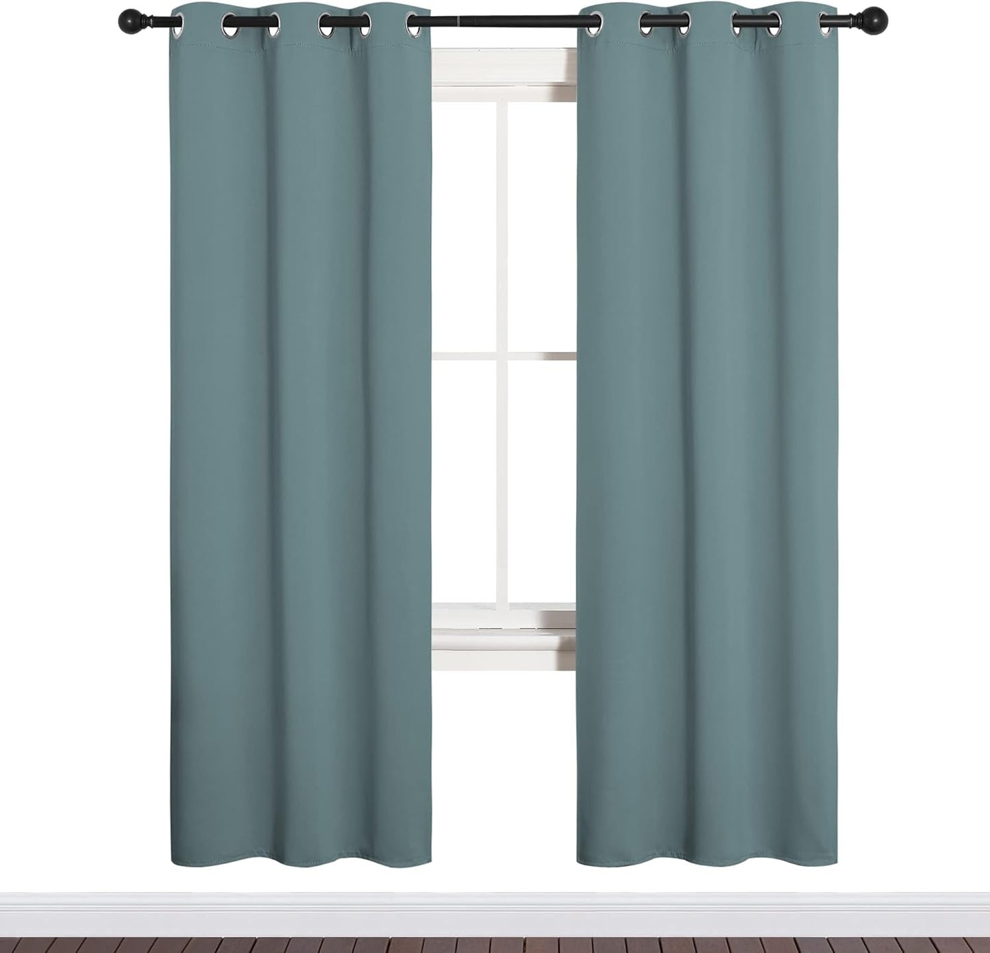 NICETOWN Modern Blackout Curtains - Noise Reducing & Thermal Insulated Drapes | Greyish Blue, 2 Panels (W34 x L72-Inch)