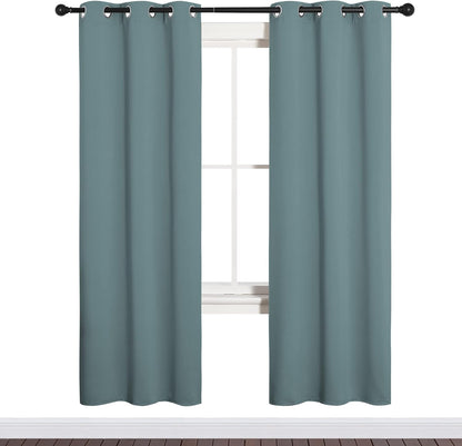 NICETOWN Modern Blackout Curtains - Noise Reducing & Thermal Insulated Drapes | Greyish Blue, 2 Panels (W34 x L72-Inch)