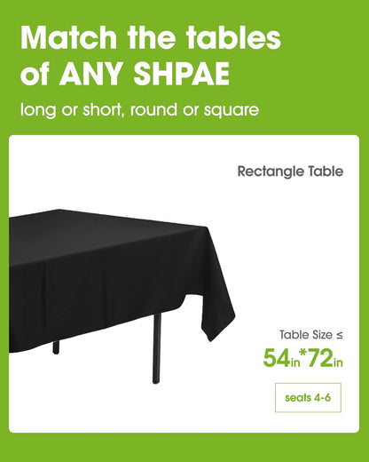 Pureegg Disposable Plastic Tablecloths - 10 Pack, Leakproof & Sturdy, 54 x 72 Inch, Black for Halloween Parties