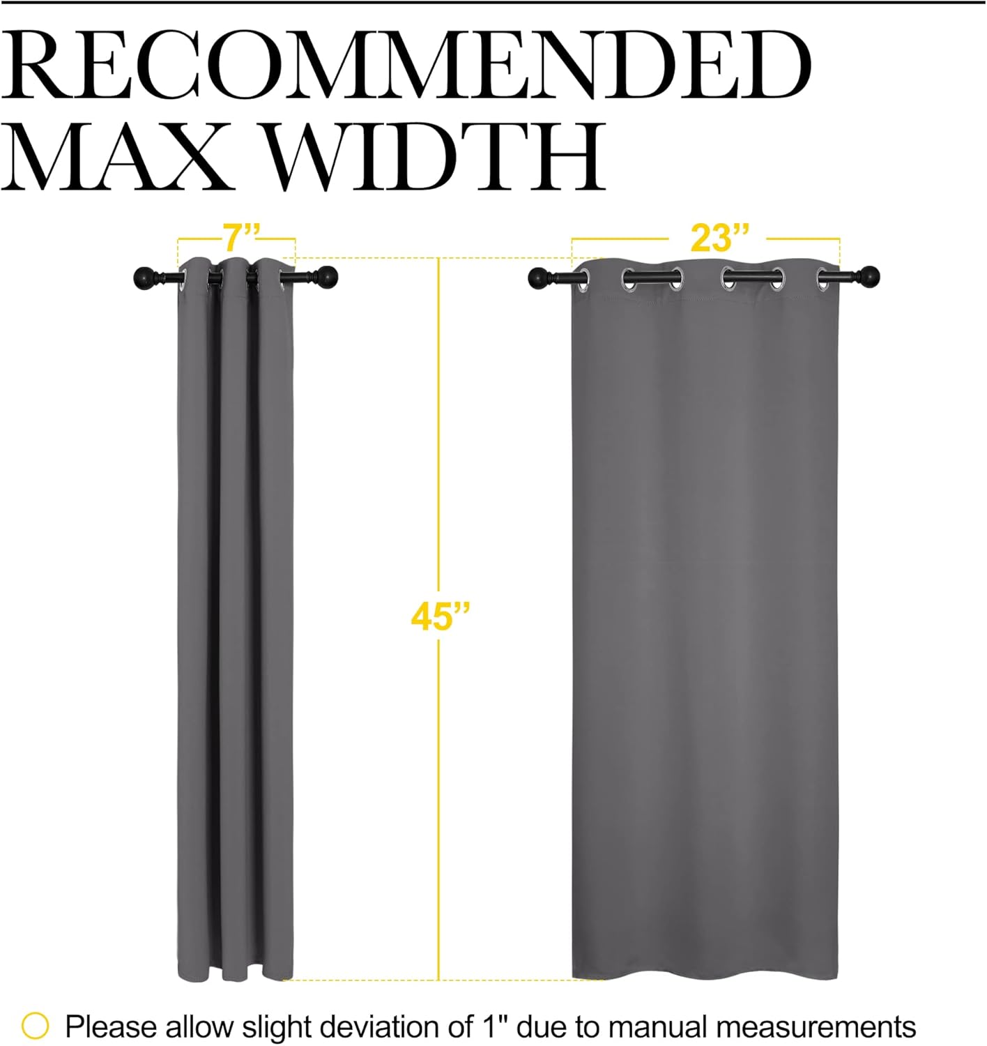 NICETOWN Grey Blackout Curtain Panels - Thermal Insulated Grommet Top Drapes (2 Panels, 29" x 45")