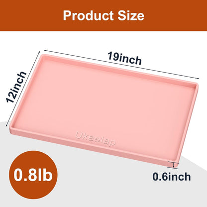 Skiennix Extra Thick Silicone Dog & Cat Feeding Mat - Waterproof, Non-Slip, 19” x 12”, Pink