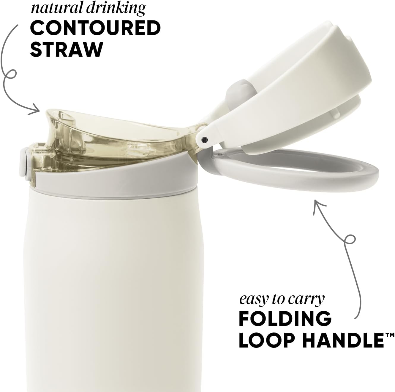 Simple Modern Mesa Loop Water Bottle - Insulated 24oz Stainless Steel with Covered Straw & Handle | Cashew