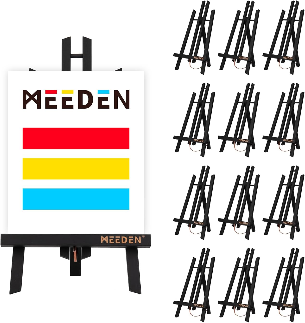 MEEDEN Tabletop Easel Stand - 16" x 12" Pine Wood Display for Painting | Black Mini Easel for Signs & Pictures
