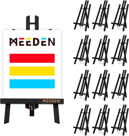 MEEDEN Tabletop Easel Stand - 16" x 12" Pine Wood Display for Painting | Black Mini Easel for Signs & Pictures