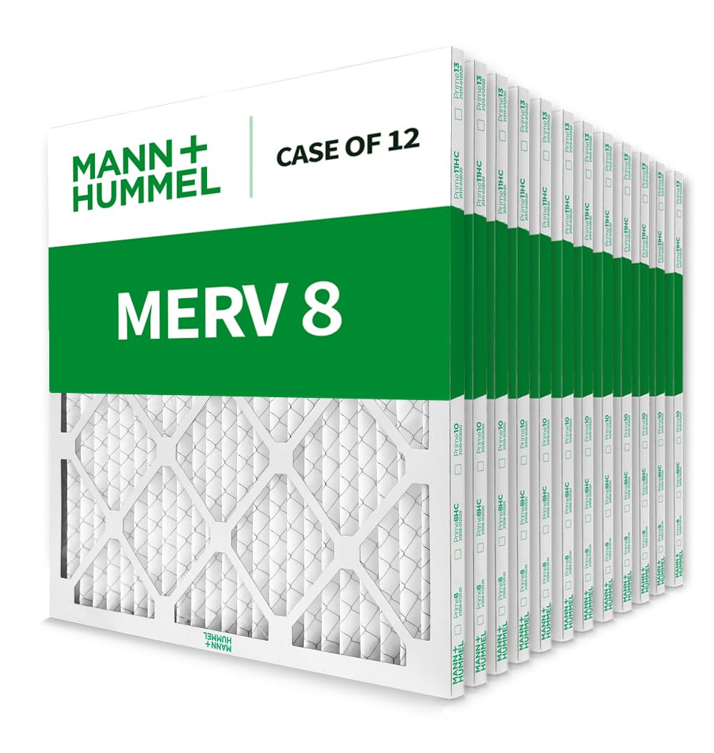 Mann+Hummel 16x20x1 MERV 8 Pleated HVAC AC Furnace Air Filters. Case of 12. (Exact Size: 15.5 x 19.5 x 0.75 Inches)