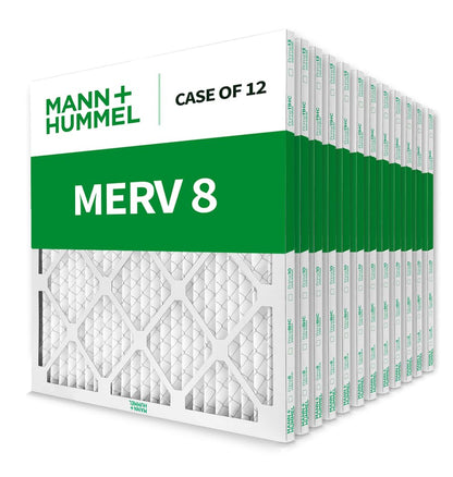 Mann+Hummel 16x20x1 MERV 8 Pleated HVAC AC Furnace Air Filters. Case of 12. (Exact Size: 15.5 x 19.5 x 0.75 Inches)