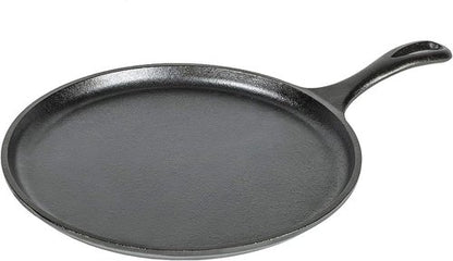 Lodge Round Cast Iron Griddle - Pre-Seasoned, Non-Toxic Cookware - 10.5 Inch Versatile Pan for Stovetop, Oven & Grill