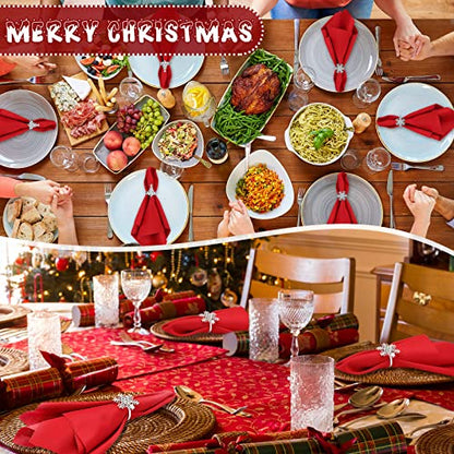 Christmas Napkin Rings Set Snowflake and Tree Metal Holiday Decor - 24 pcs