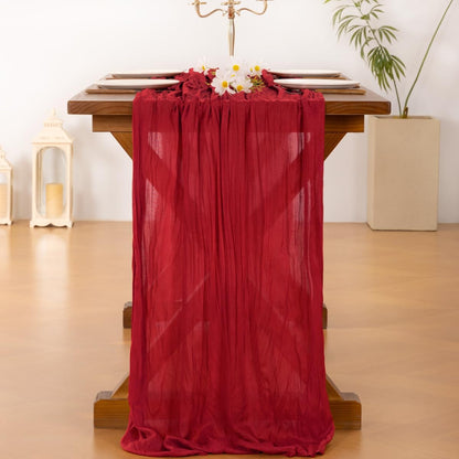 Socomi Cheesecloth Table Runner - 6pcs Red Boho Rustic Gauze | 120 Inch for Weddings & Events