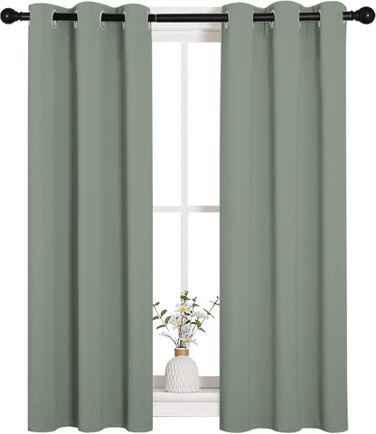 NICETOWN Blackout Curtain Panels - Thermal Insulated Grommet Drapes | 29x45 Inches, Greyish Green (1 Pair)