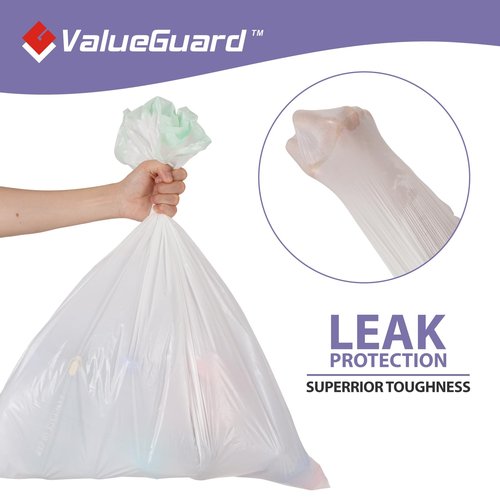 ValueGuard Trash Bags Garbage Bag 13 Gallon Drawstring Tall Waste Bag for Kitchen Office Party 0.6 Mil (200 Count)
