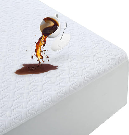 Premium Waterproof Mattress Protector - Queen Size 4D Air Cooling 300GSM | Breathable Noiseless Cover (White)
