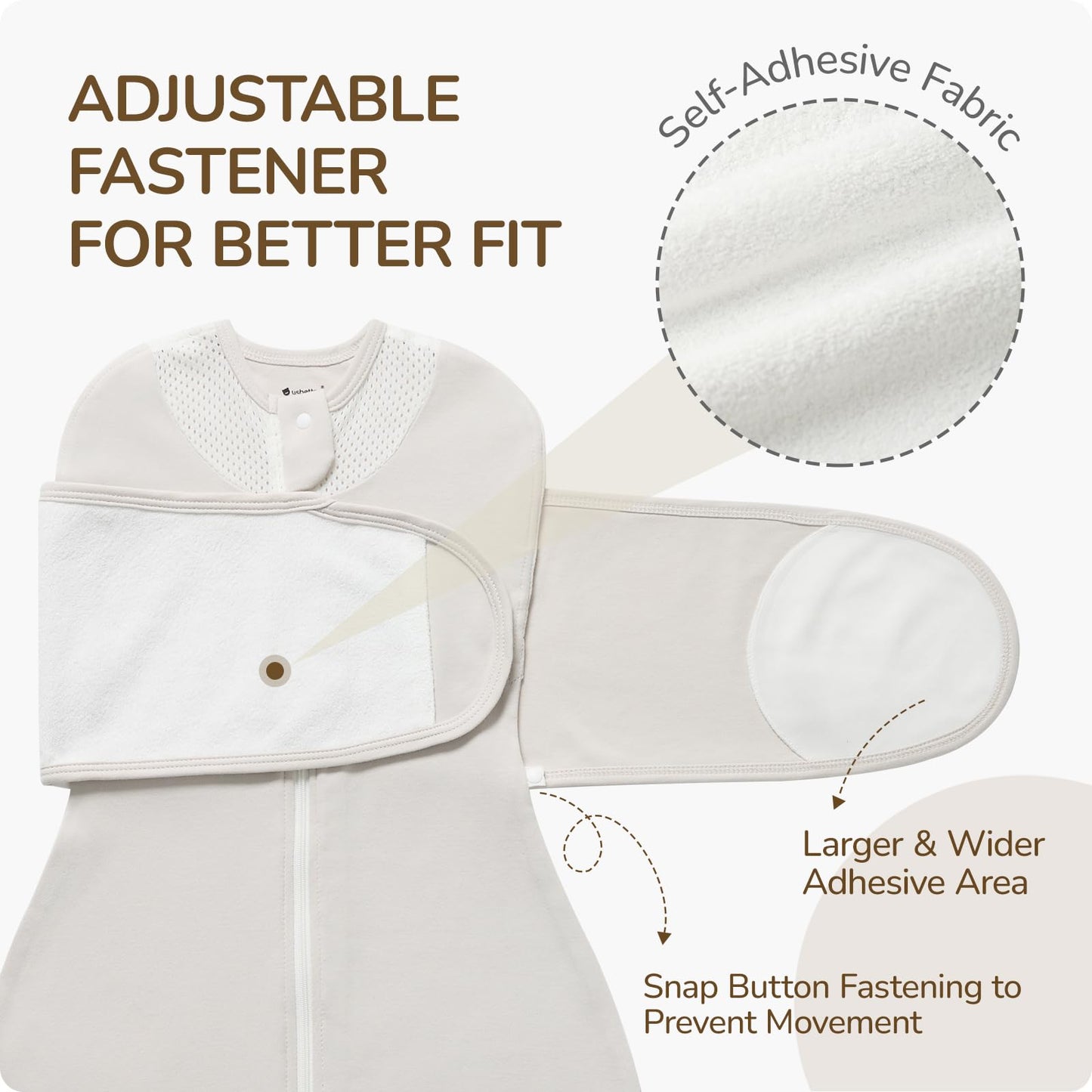 usbettas Swaddles for Newborns, Safe Sleep Swaddle Sack with Mesh Design, Breathable 100% Cotton Sleepsack New-Parent-Friendly 0-3 Month, 3-Way Adjustable Transitional Swaddle, Grey