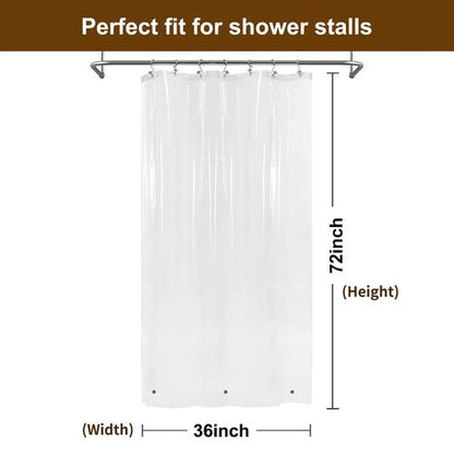 Barossa Design Small Shower Curtain for Shower Stall Size 36 x 72 inches,PEVA - Waterproof, Eco-Friendly, Non-Toxic, Odorless, PVC Free, Metal Grommets (Clear)