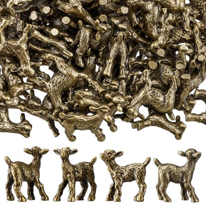 Mini Sheep Figurines Set - 50 Golden Brass Lamb Decorations for First Communion Easter