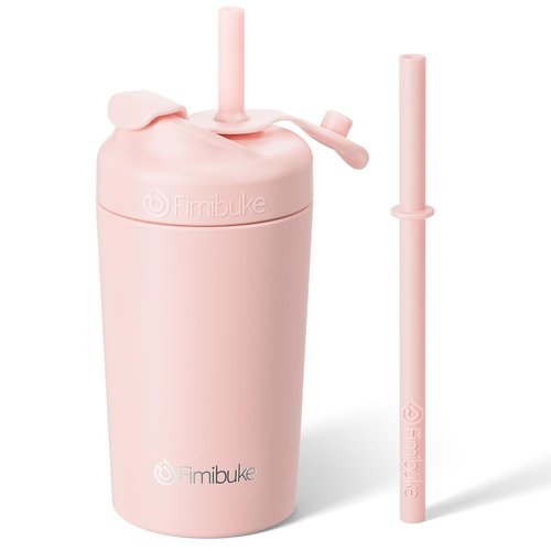 Fimibuke Kids' 10 OZ Spill-Proof Straw Cups - Leak-Proof Insulated Tumblers with Silicone Straws