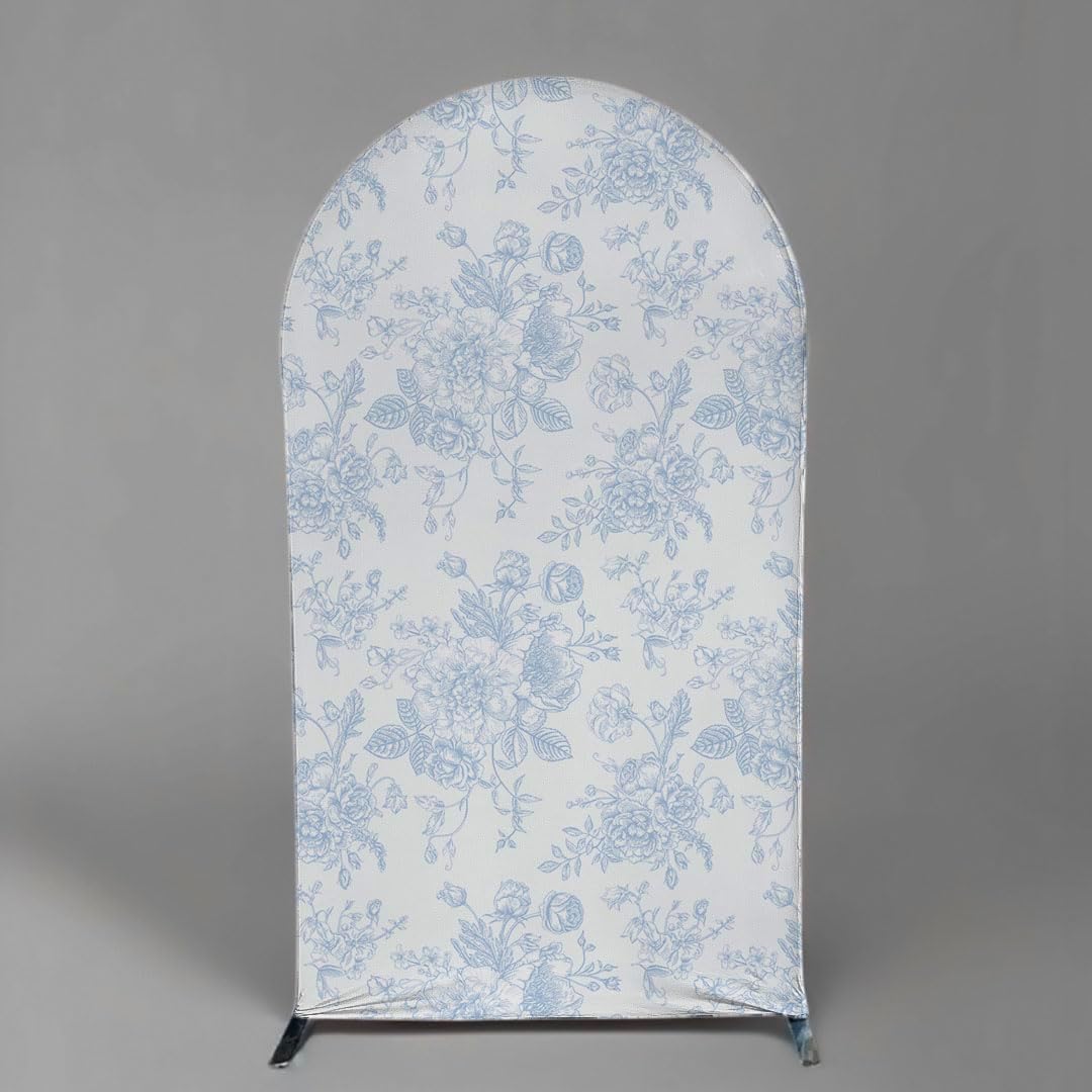 Something Blue Arch Backdrop Cover - Floral Design for Wedding & Bridal Shower | 2.6x6ft
