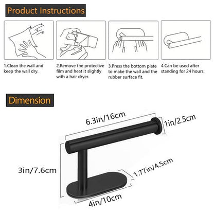JOPOFI Toilet Paper Holder - Self Adhesive Toilet Paper Holder Wall Mount for Bathroom, SUS 304 Stainless Steel Command Strip Toilet Paper Roll Holder Stick On Wall, No Drilling - Matte Black