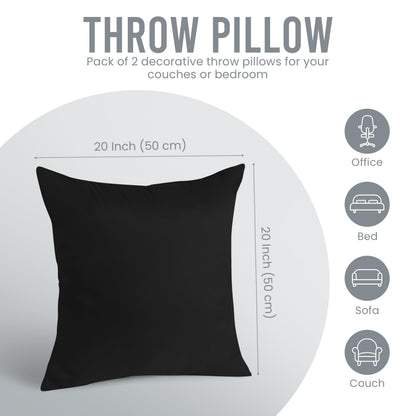 Utopia Bedding 20x20 Pillow Inserts, Set of 2, Black – Indoor Decorative Throw Pillows for Bed, Sofa & Couch – Soft, Supportive & Fluffy Cushion Inserts