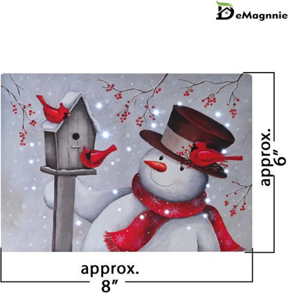 Demaginnie Lighted Snowman Canvas Picture with Timer - 6x8 Inches Twinkling Holiday Decor