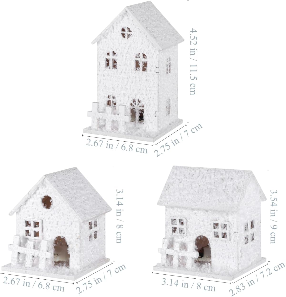 TOYANDONA Christmas Village Houses - 3Pcs LED Lighted Wooden Decor for Tabletop & Mantle Display