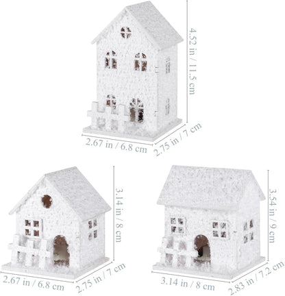 TOYANDONA Christmas Village Houses - 3Pcs LED Lighted Wooden Decor for Tabletop & Mantle Display