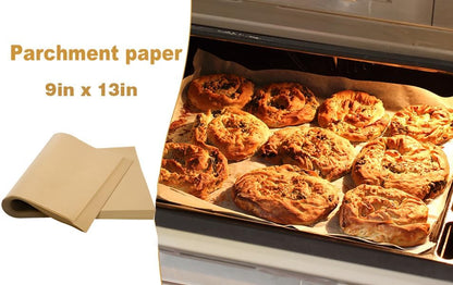 Unbleached Parchment Paper - 100 PCS Nonstick Baking Sheets | 23cm x 33cm, High Temp & Oil Resistant