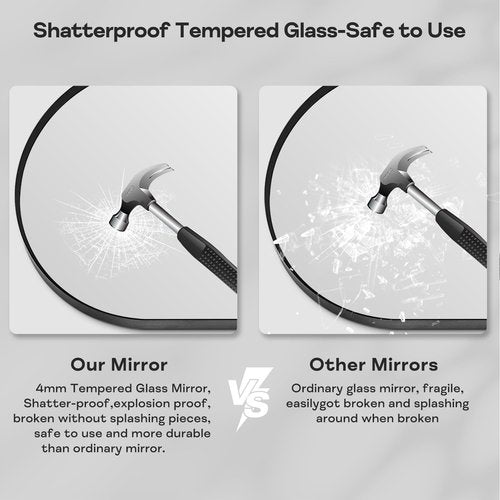 Arched Black Mirror by [Brand Name] - 16" x 20" Metal Frame Vanity Mirror | Shatterproof Tempered Glass for Living Room, Bedroom, Entryway
