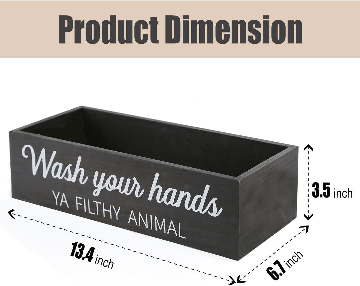 Skiennix Rustic Bathroom Decor Box - Farmhouse Toilet Paper Basket with Dual-Sided Signs | Black